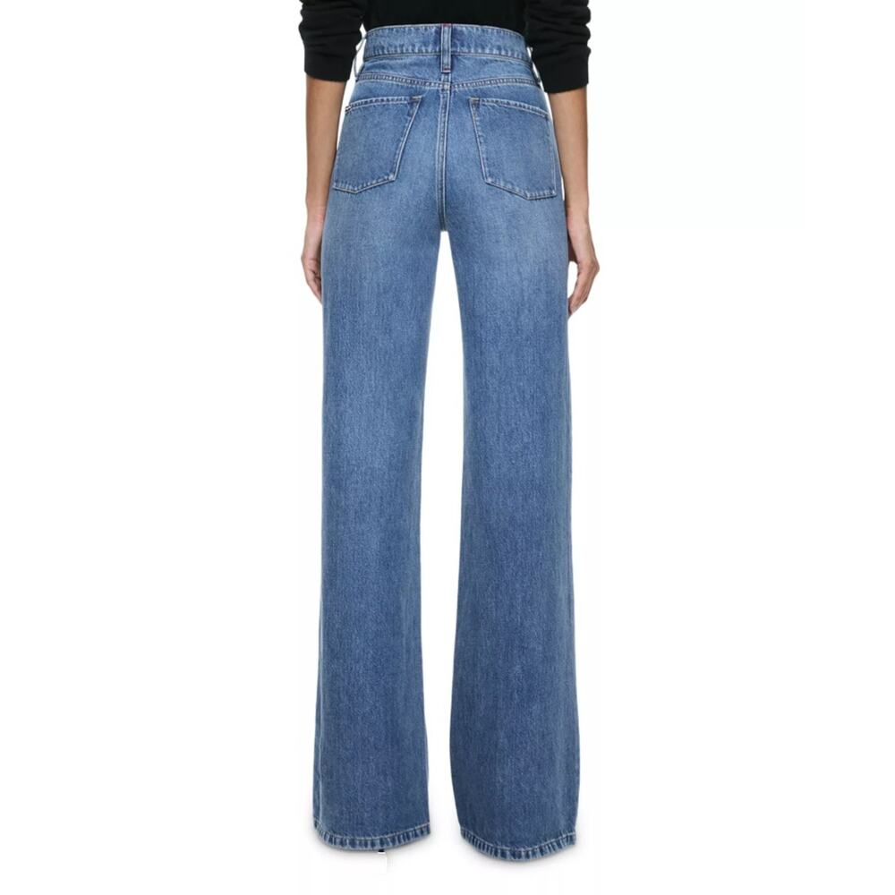 Alice and Olivia Women Avery Blue Denim Weezy High Rise Wide Leg Jeans Size 25 - Picture 2 of 14